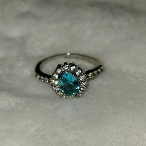 Birthstone engagement halo ring size 10